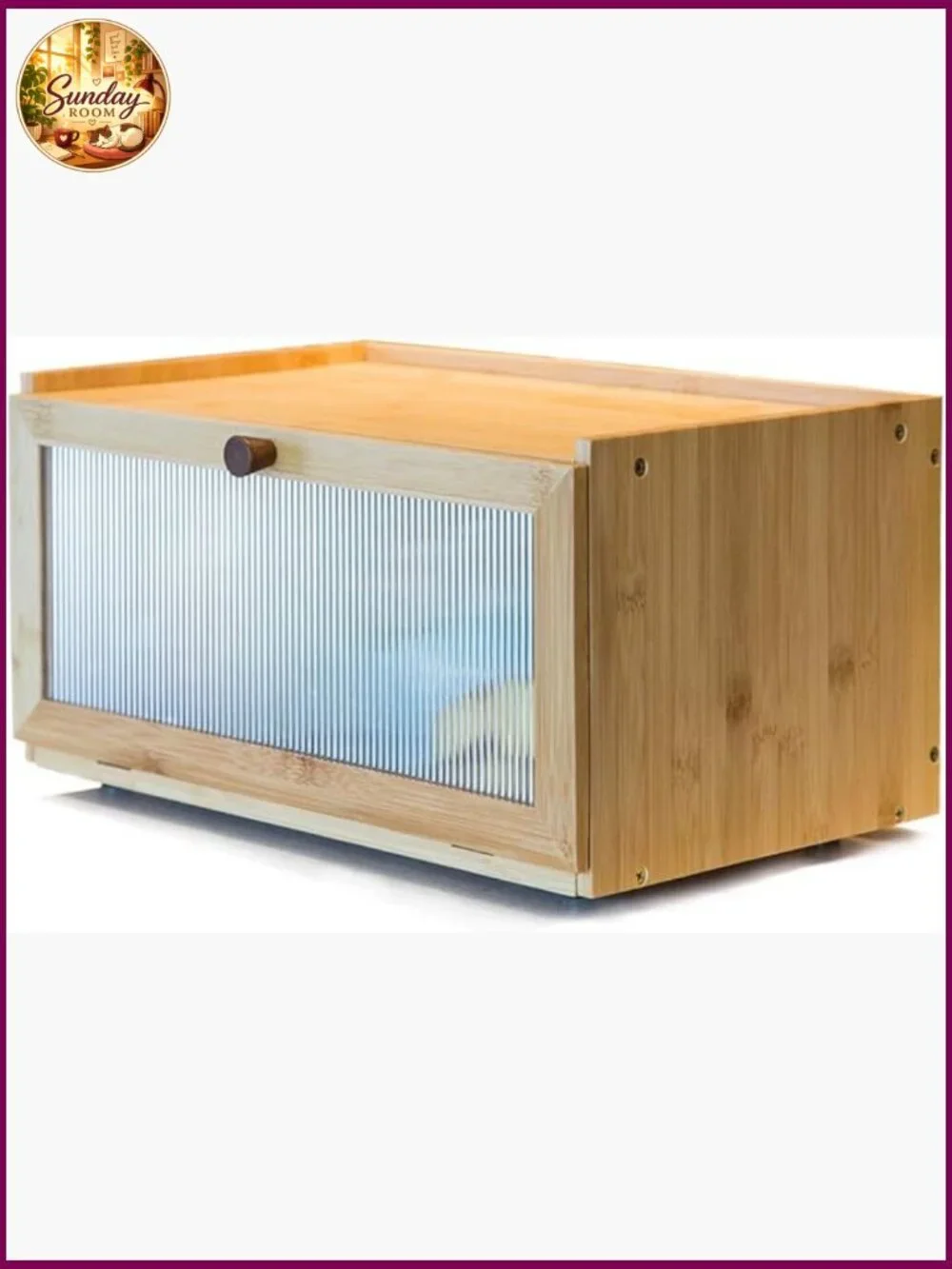 Large Bamboo Bread Box with Window - Farmhouse Kitchen Storage